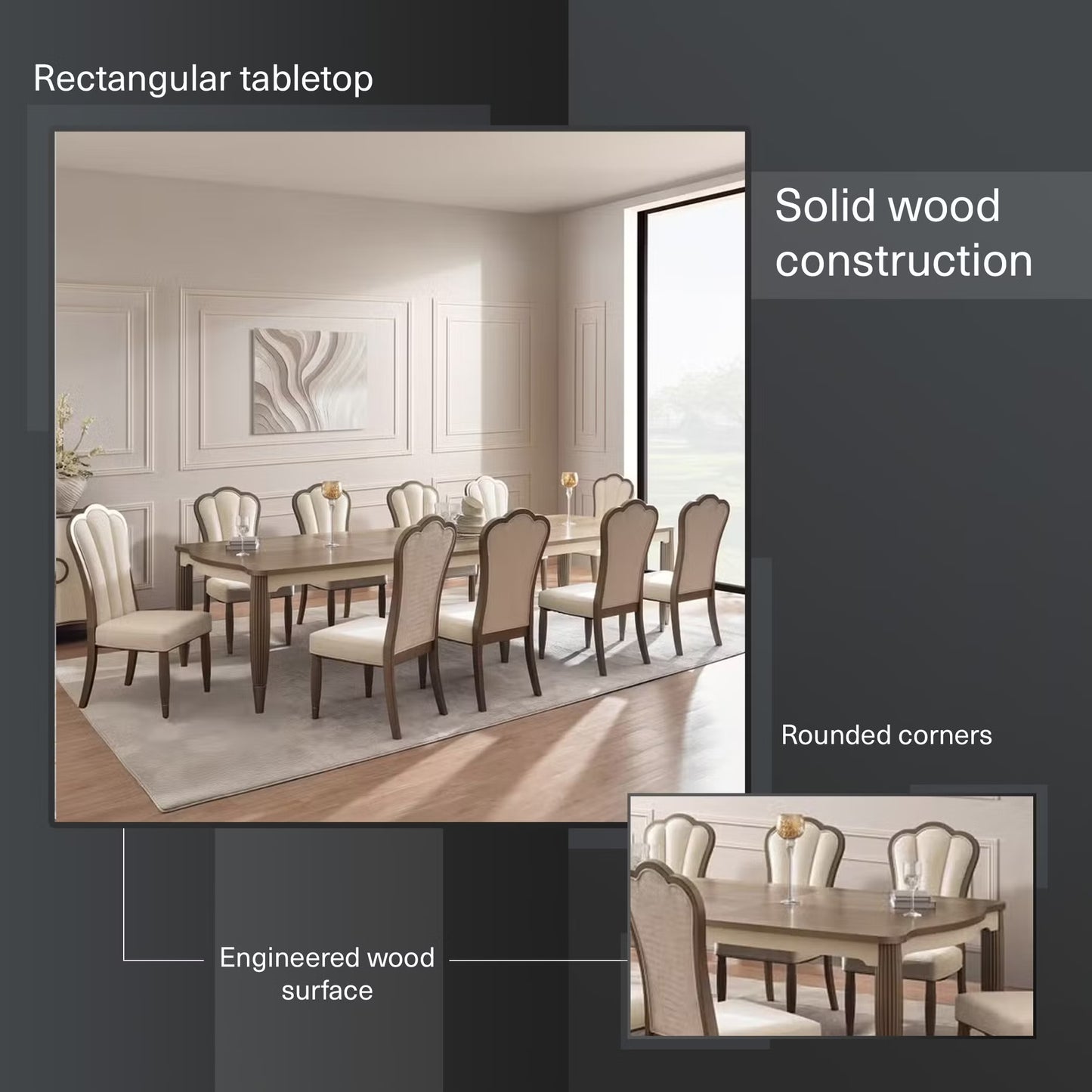 Yucerne 1+10 dining set - champagne