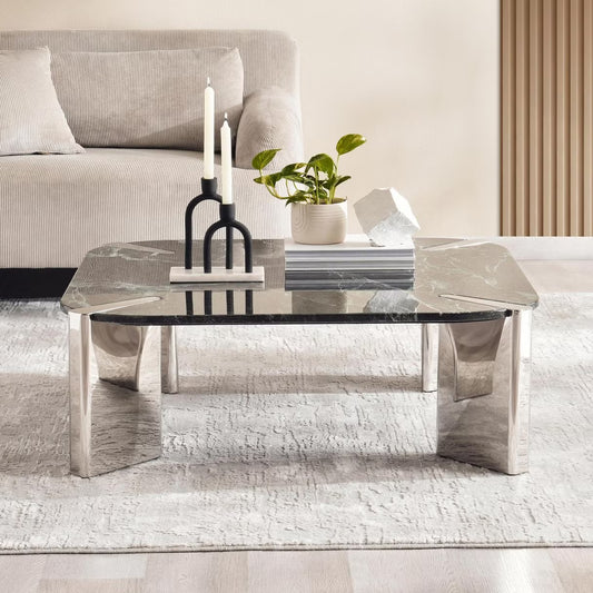 Mercer coffee table marble - silver green
