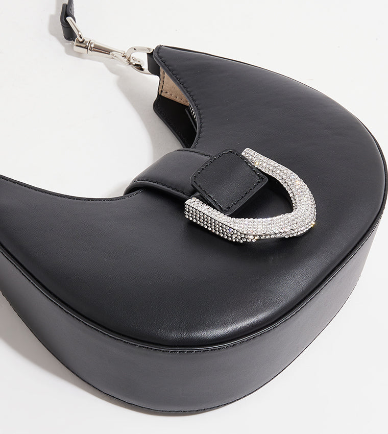 CHARLES & KEITH Gabine Leather Crystal Embellished Hobo Bag
