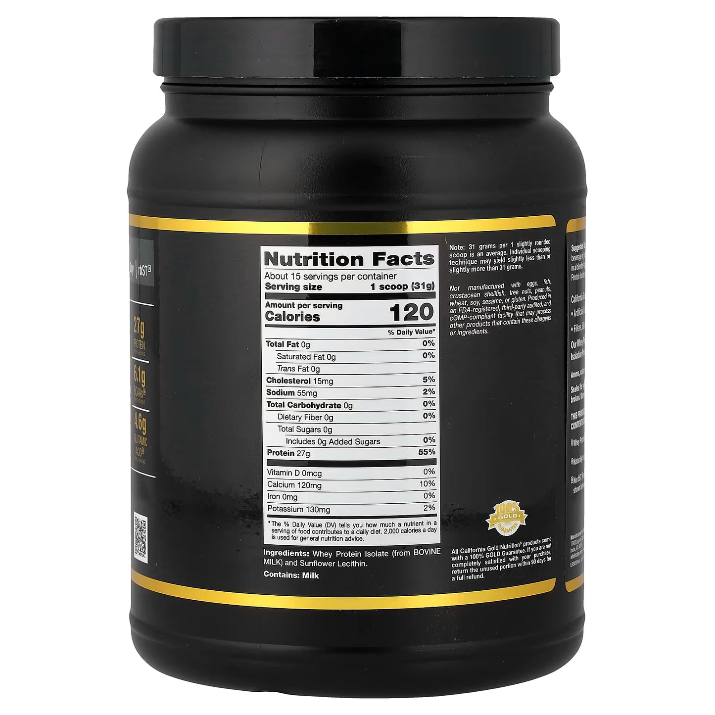 California Gold Nutrition, Sport، بروتين مصل اللبن المعزول، بدون نكهة، 1 رطل (454 جم)