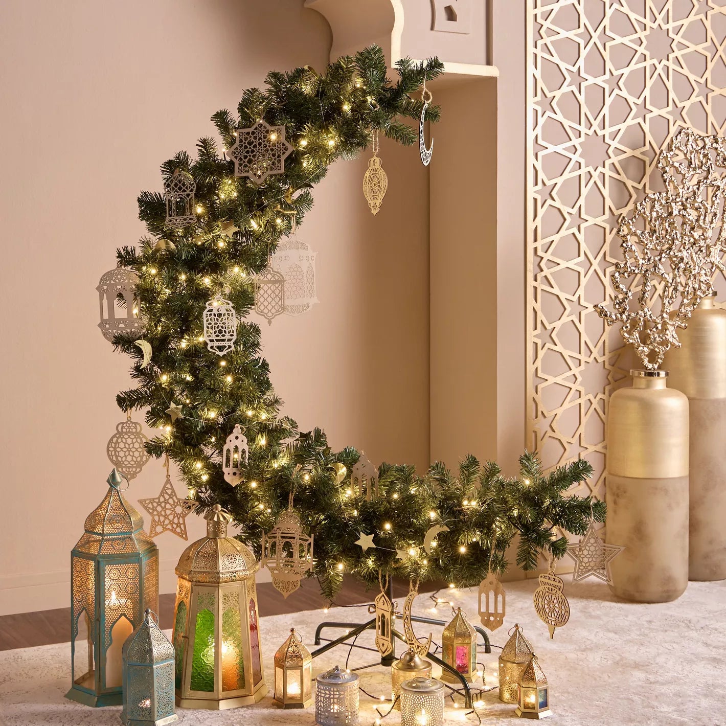 Tamir Glass and Metal Floor Vase - 114 cm