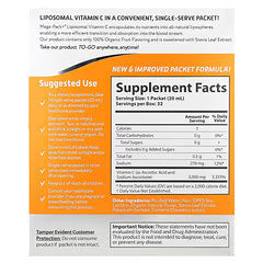 أورورا نيوتراساينس، ميجا باك+®، فيتامين سي الليبوزومي، 32 عبوة، 0.68 أونصة سائلة (20 مل) لكل عبوة