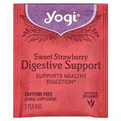 Yogi Tea, Digestive Support, Sweet Strawberry, Caffeine Free, 16 Tea Bags, 1.12 oz (32 g)