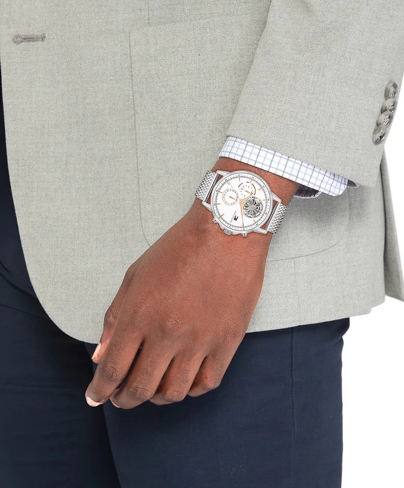 ساعة تومي هيلفيغر ستيوارت التناظرية بسوار فولاذي