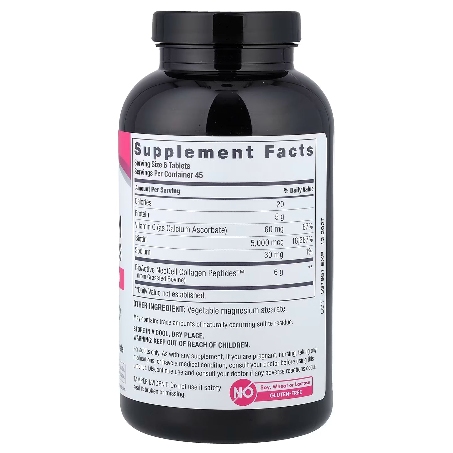 NeoCell, Grassfed Collagen Peptides + Vitamin C & Biotin, 270 Tablets