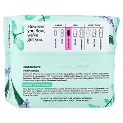 The Honey Pot Company, Organic Cooling Herbal Infusion, Pads with Wings, Regular, 20 Count