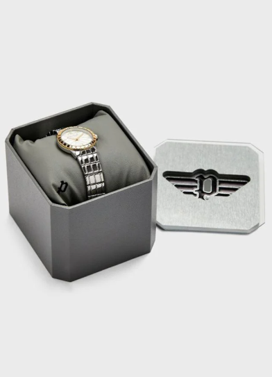 Women's Shirowa Round Shape Stainless Steel Analog Wrist Watch 33 mm - Silver