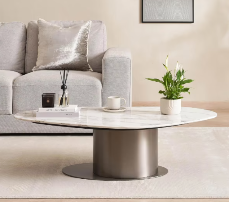 Ali coffee table marble large - white gold