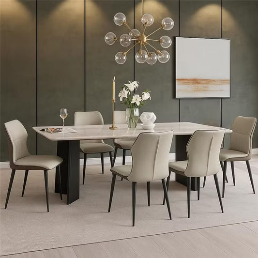 طقم طعام مستطيل فاخر مكون من 1+6 مقاعد مع كراسي أفيانو 