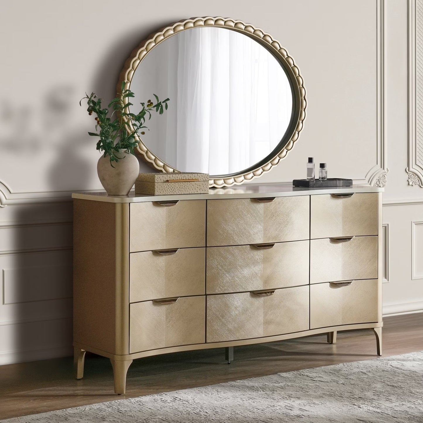 طقم غرفة نوم كلاسيكي من 5 قطع 180x200 سم - شامبانيا 