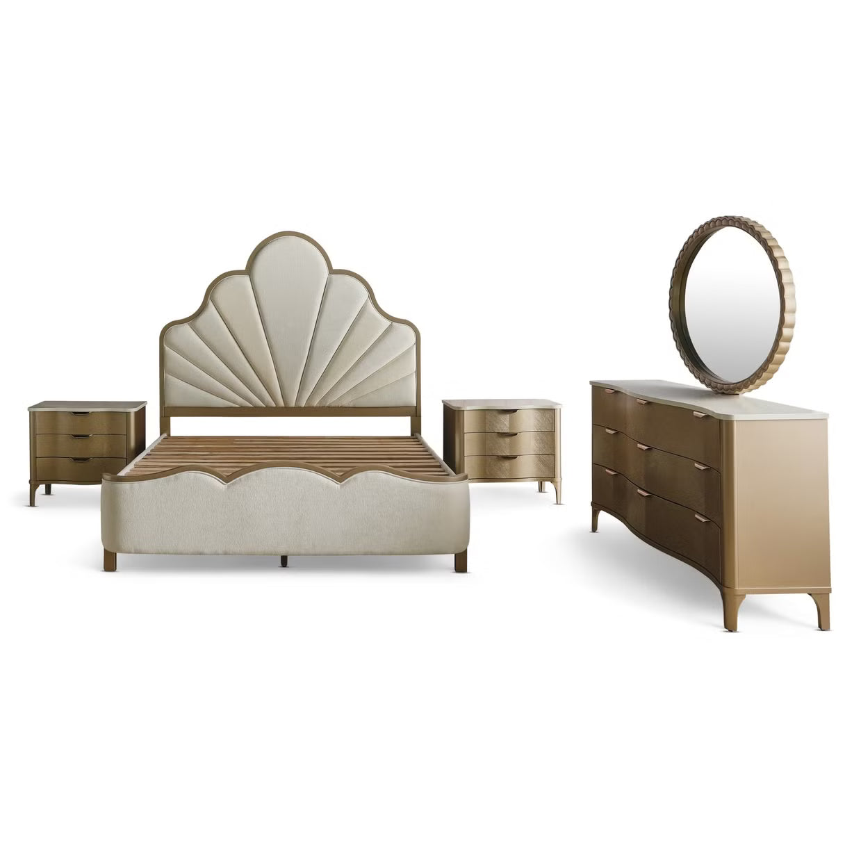 طقم غرفة نوم كلاسيكي من 5 قطع 180x200 سم - شامبانيا 