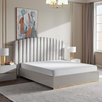 Loway 6 pc bedroom set 180x200 cm - high gloss light grey