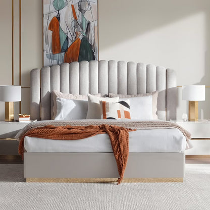 Loway 6 pc bedroom set 180x200 cm - high gloss light grey