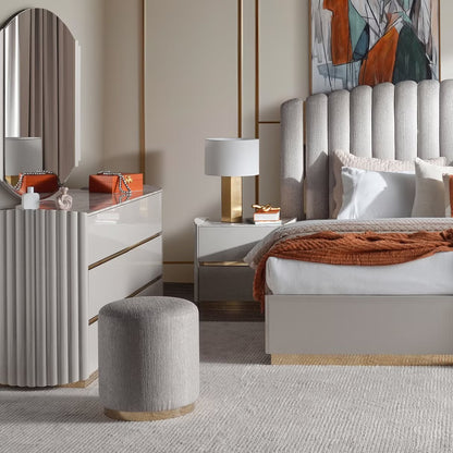 Loway 6 pc bedroom set 180x200 cm - high gloss light grey