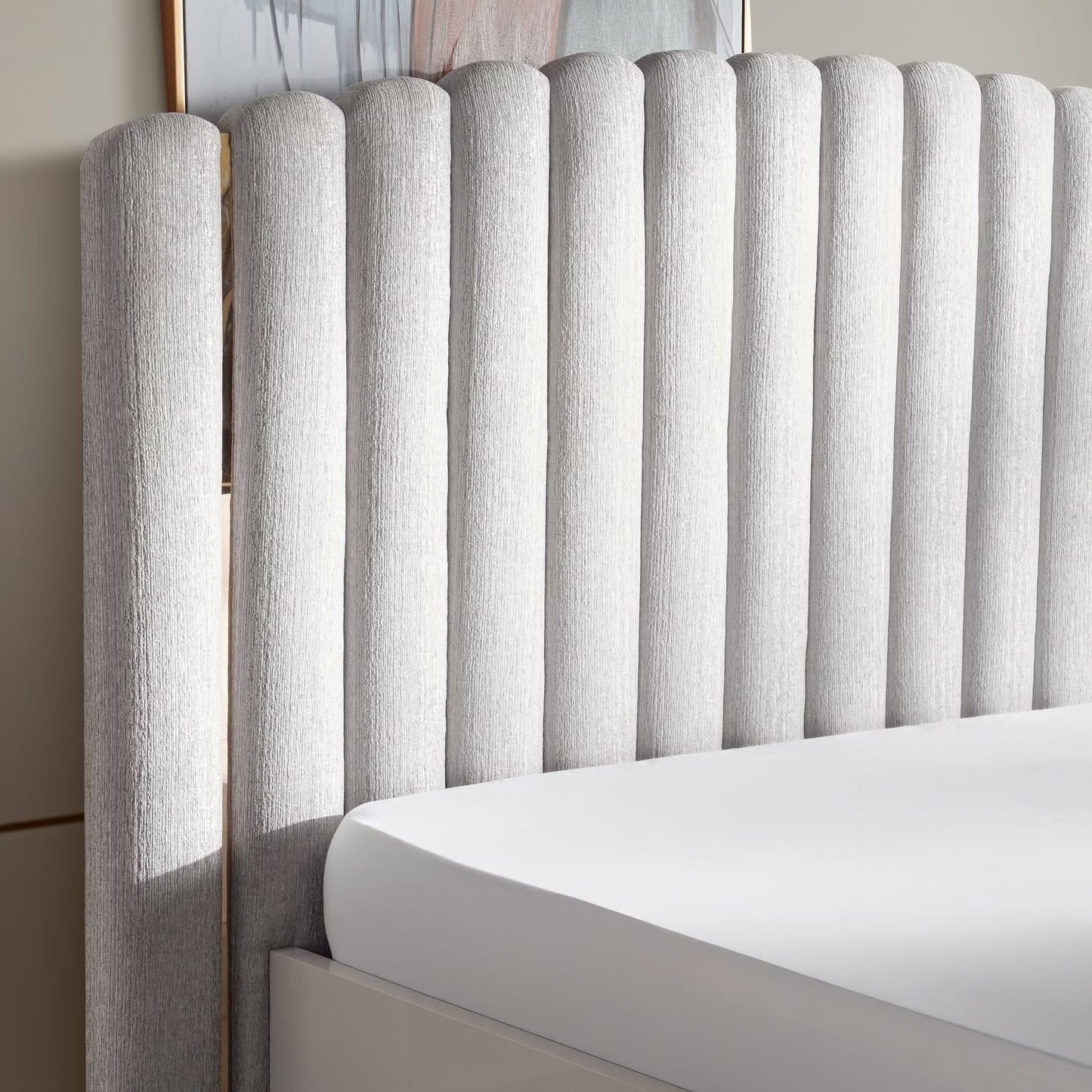 Loway 6 pc bedroom set 180x200 cm - high gloss light grey