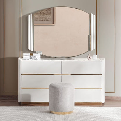 Loway 6 pc bedroom set 180x200 cm - high gloss light grey