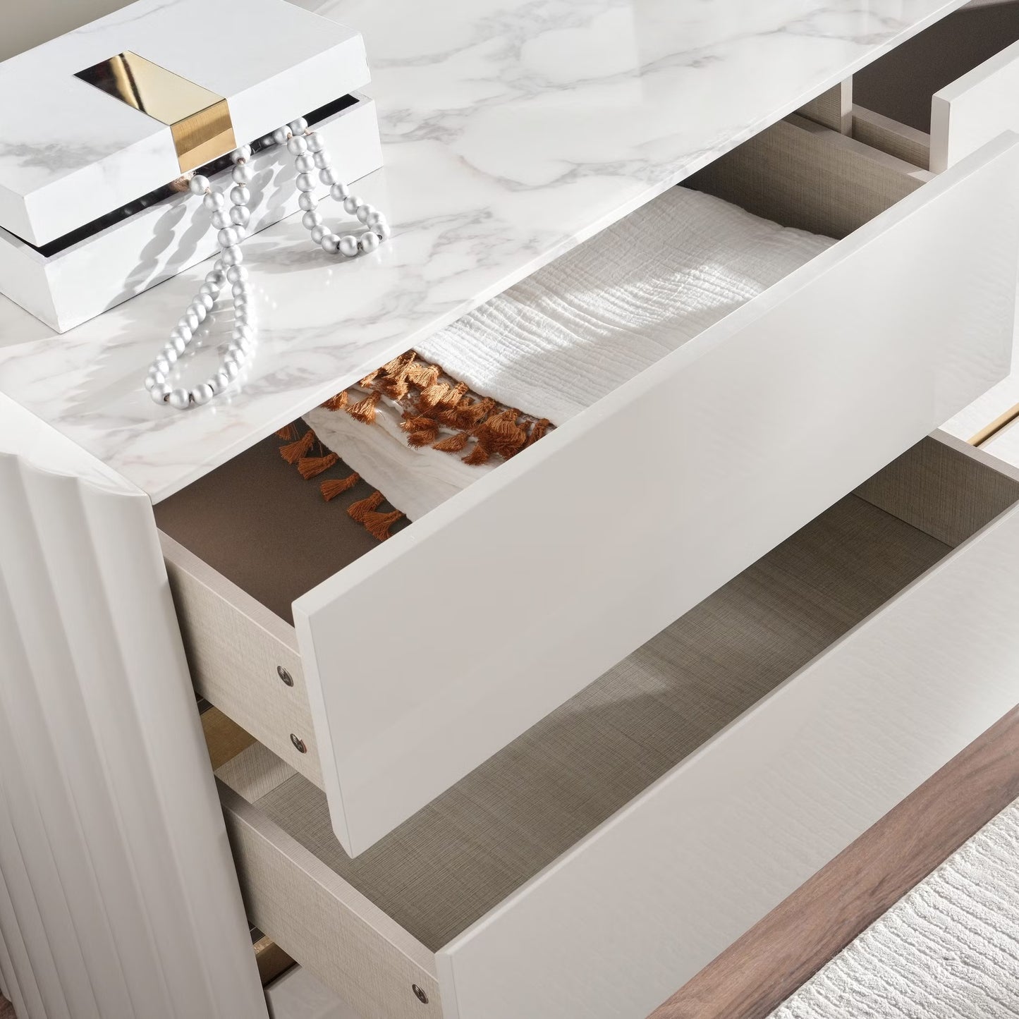 Loway 6 pc bedroom set 180x200 cm - high gloss light grey