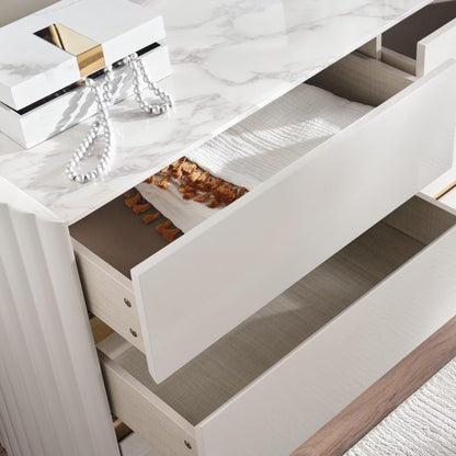 Loway 6 pc bedroom set 180x200 cm - high gloss light grey