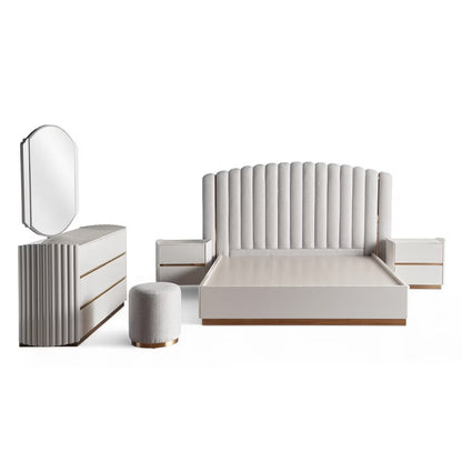 Loway 6 pc bedroom set 180x200 cm - high gloss light grey