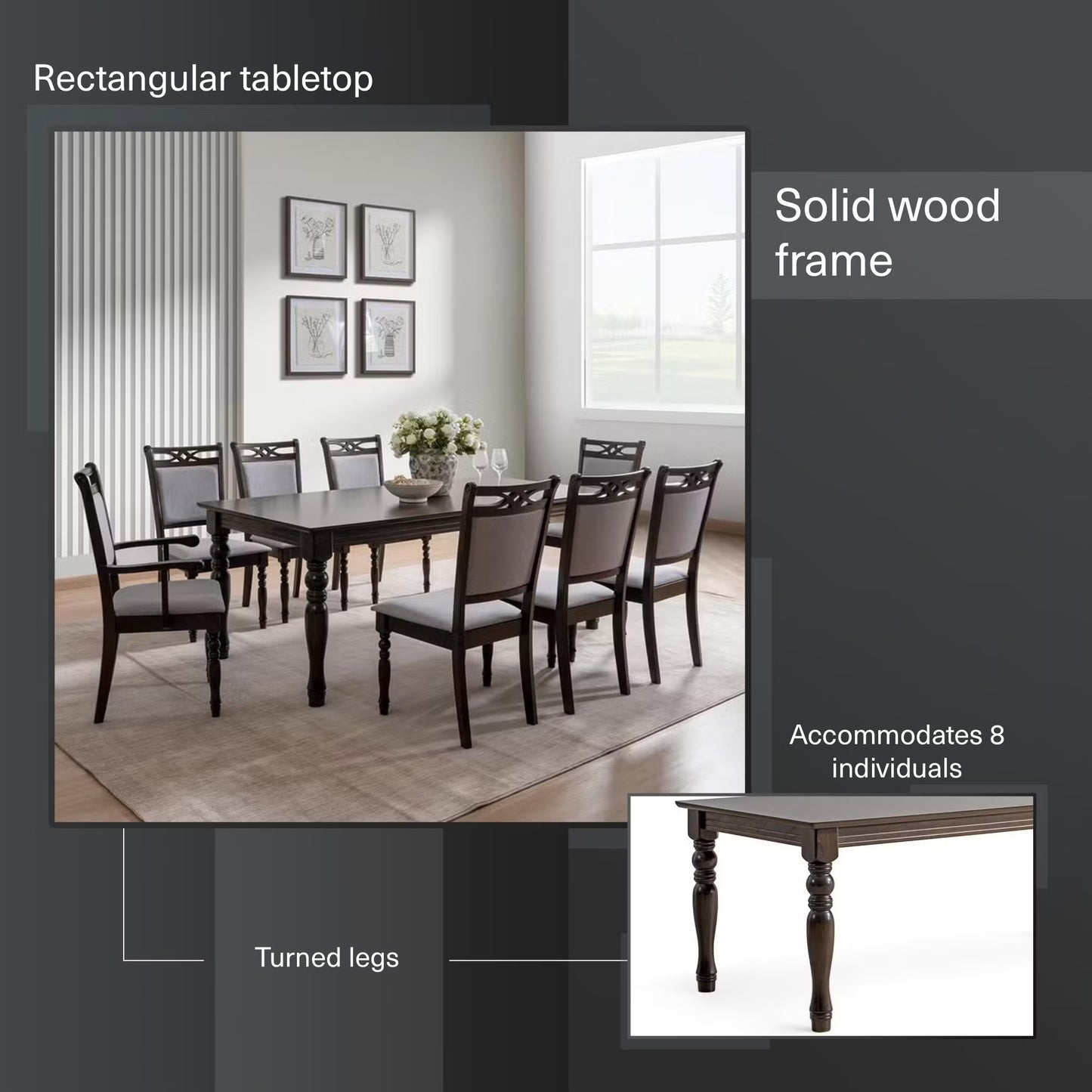 طقم طعام بايلون 1+2+6 خشبي - بني بيج