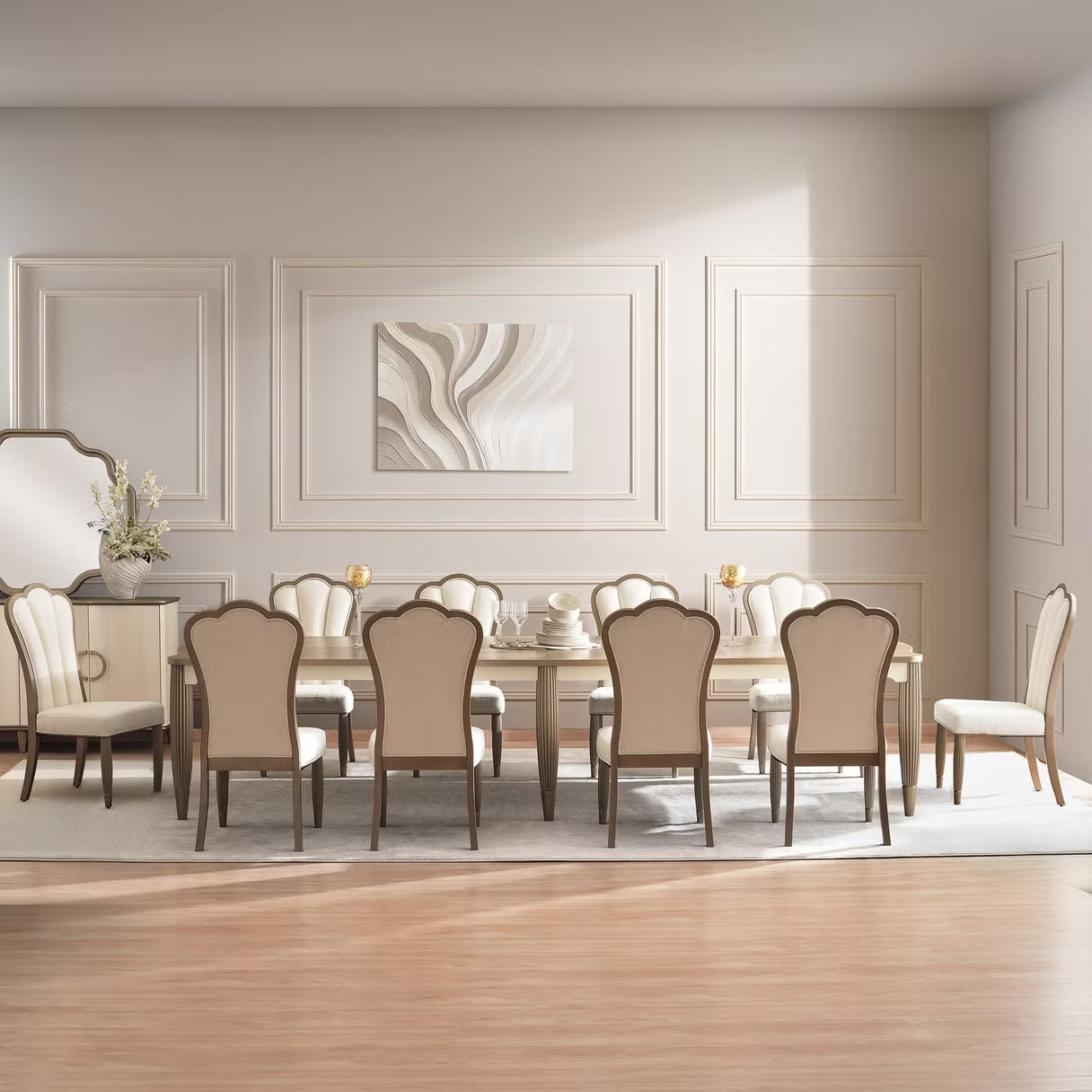 Yucerne 1+10 dining set - champagne