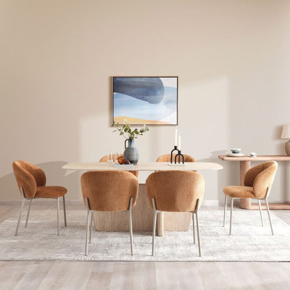 Huin 1+6 dining set travertine - beige yellow