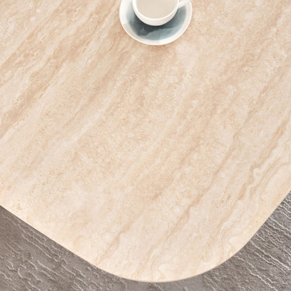 Huin 1+6 dining set travertine - beige yellow