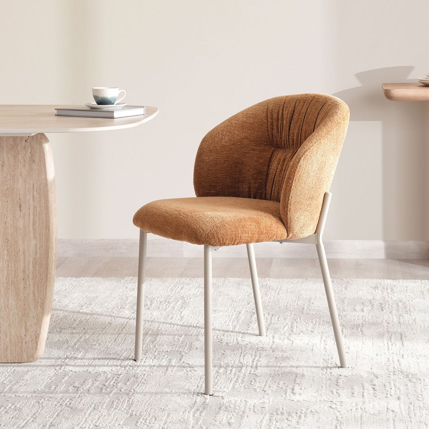 Huin 1+6 dining set travertine - beige yellow