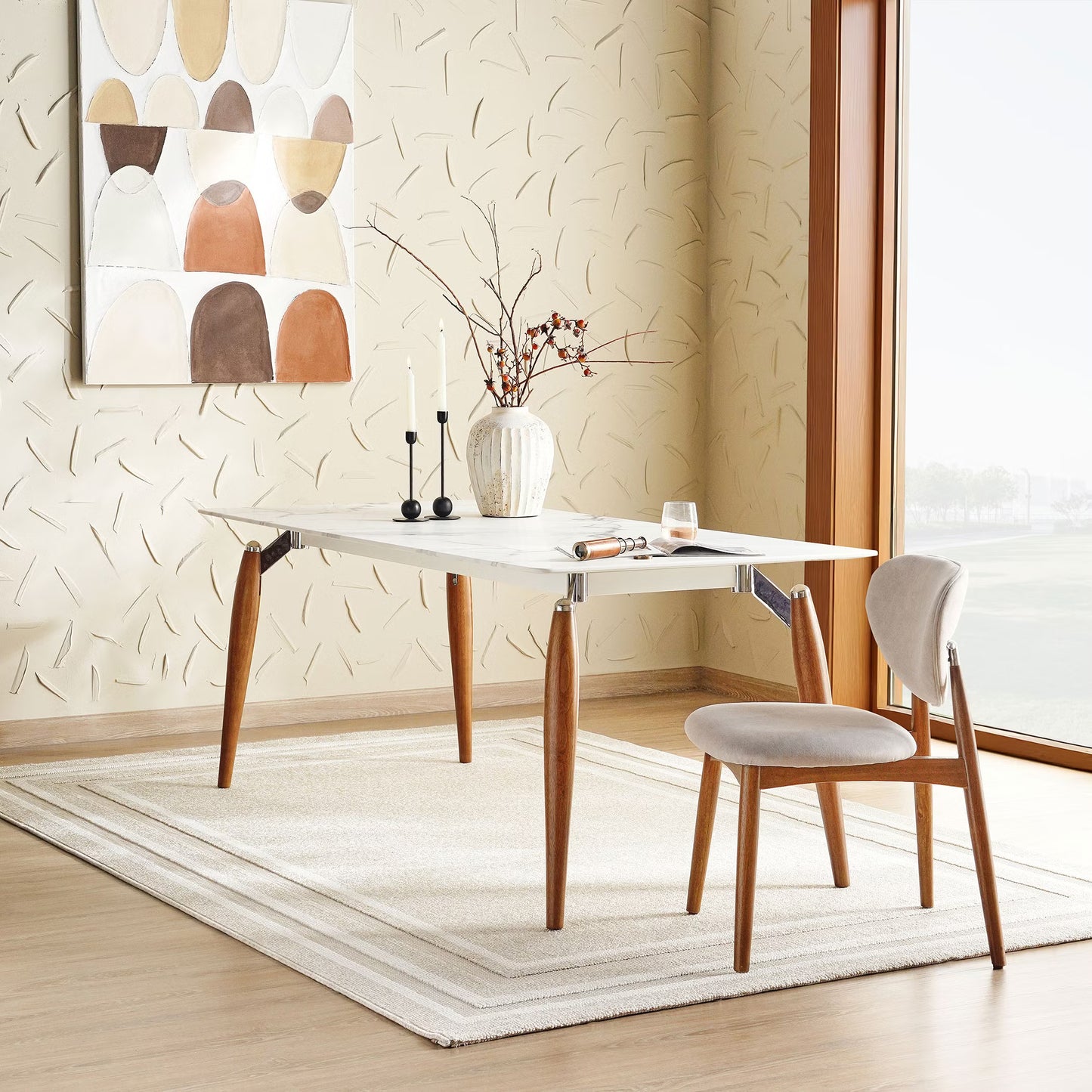 طقم طعام لونيا 1+6 مقاعد مع مجموعة كراسي لونيا 