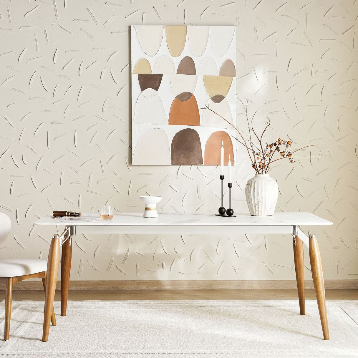 طقم طعام لونيا 1+6 مقاعد مع مجموعة كراسي لونيا 