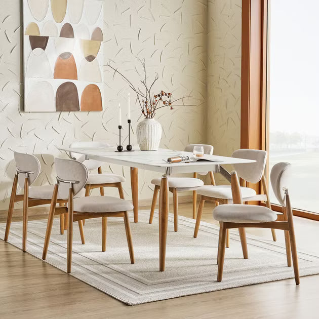 طقم طعام لونيا 1+6 مقاعد مع مجموعة كراسي لونيا 