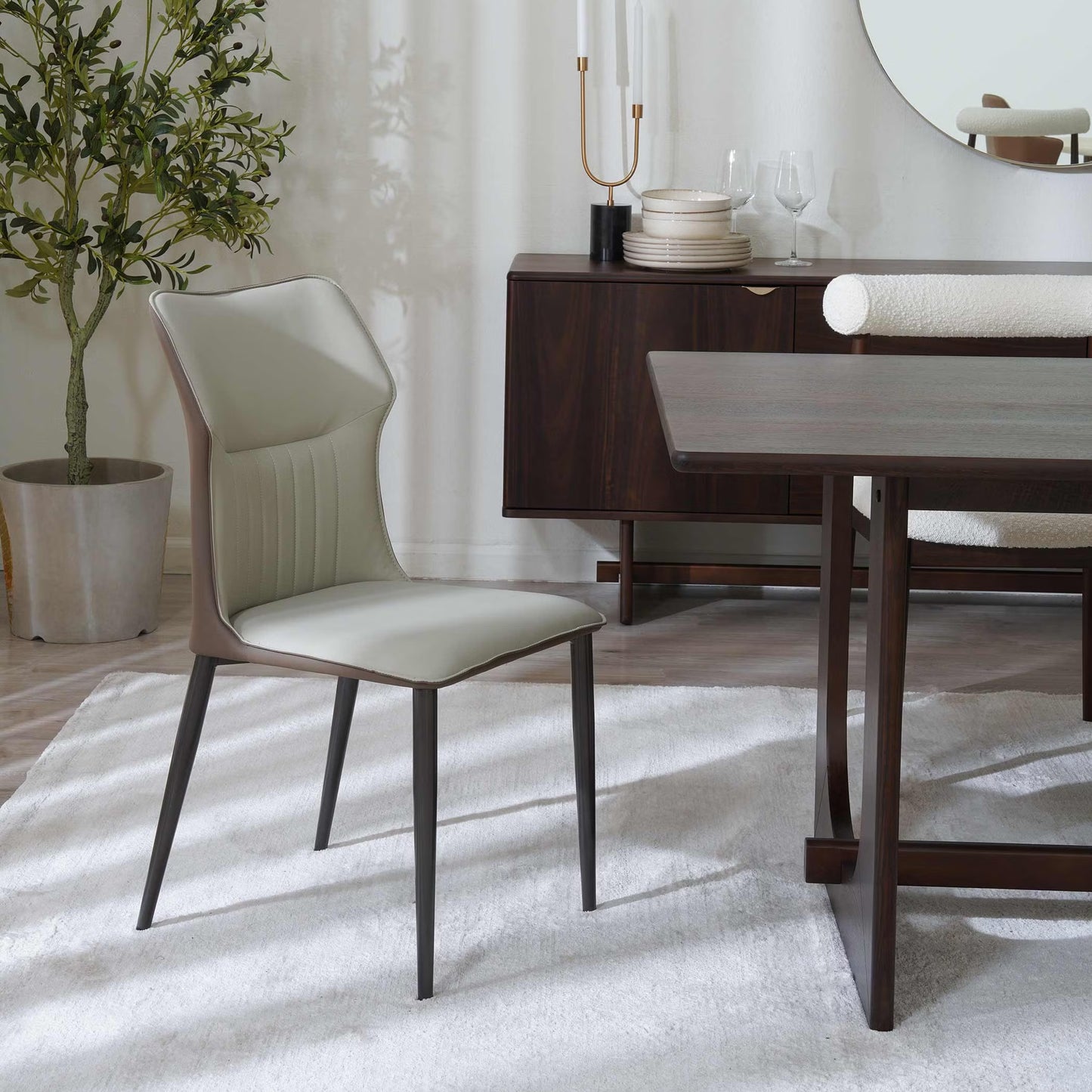 طقم طعام مستطيل فاخر مكون من 1+6 مقاعد مع كراسي أفيانو 