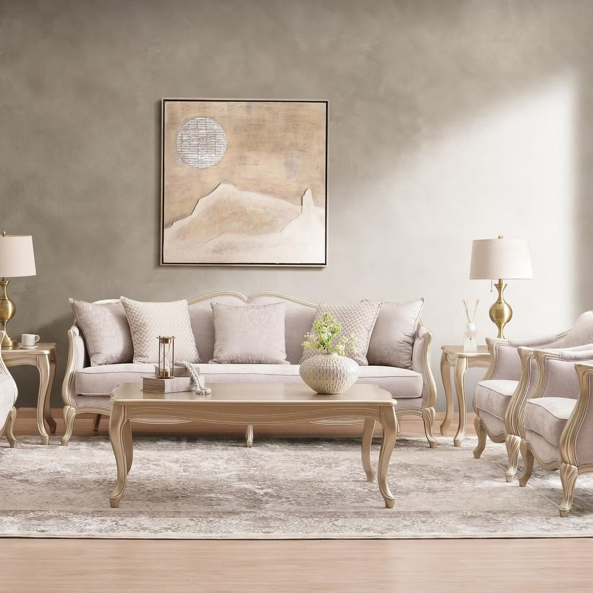 طقم أريكة آنا 3+3+1+1 - فضي 