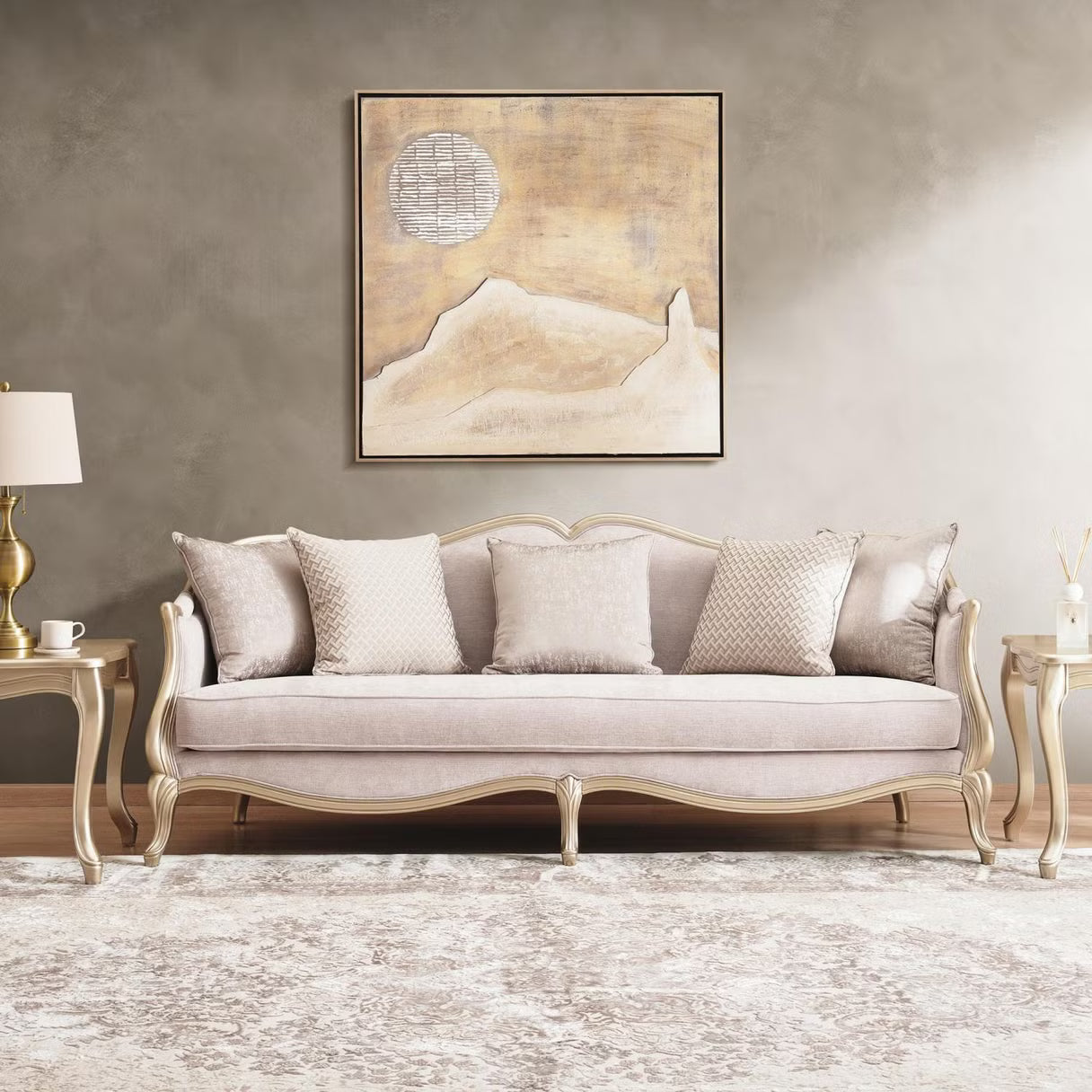 طقم أريكة آنا 3+3+1+1 - فضي 