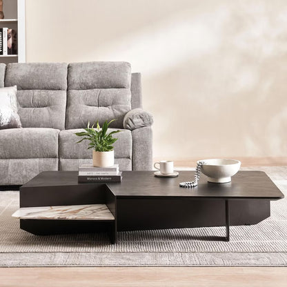 طاولة قهوة Allez - قشرة خشبية - أسود وأبيض 