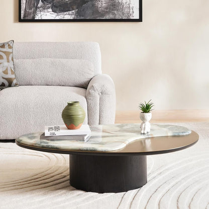 طاولة قهوة أرسون رخامية كبيرة - بني ذهبي 