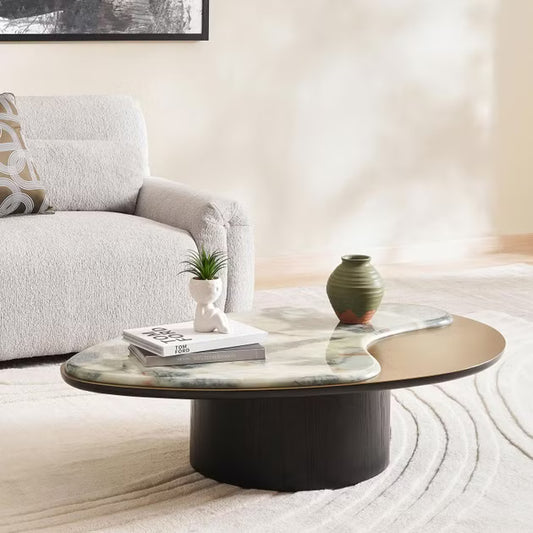 Arson coffee table marble large - brown gold