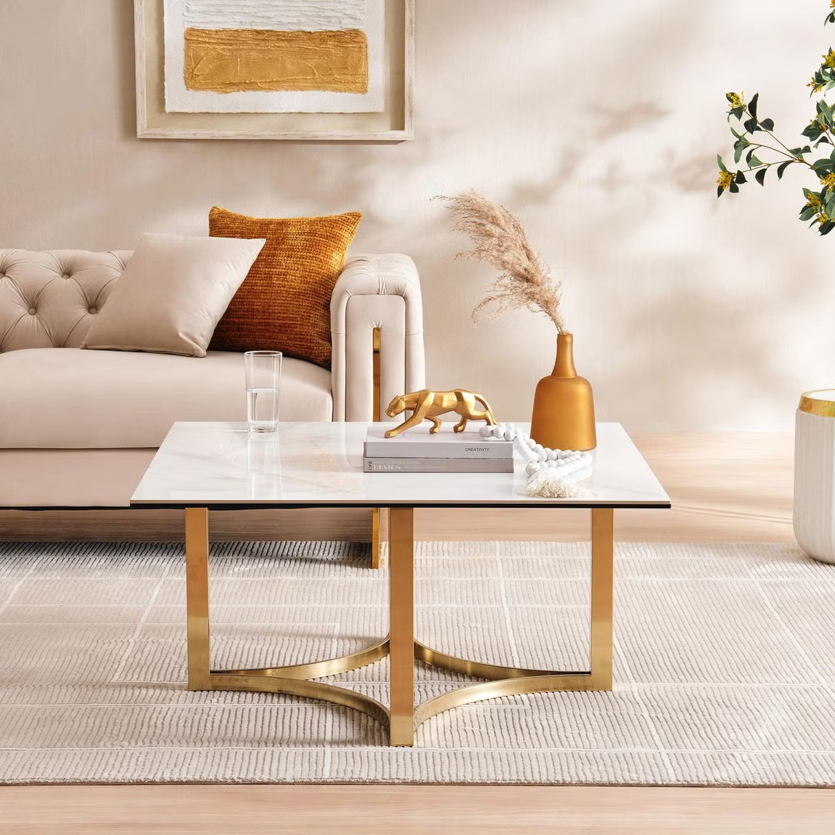 طاولة قهوة توبي الجديدة - ذهب أبيض 