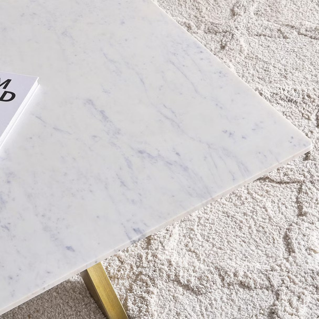 Roe coffee table marble - white & antique brass