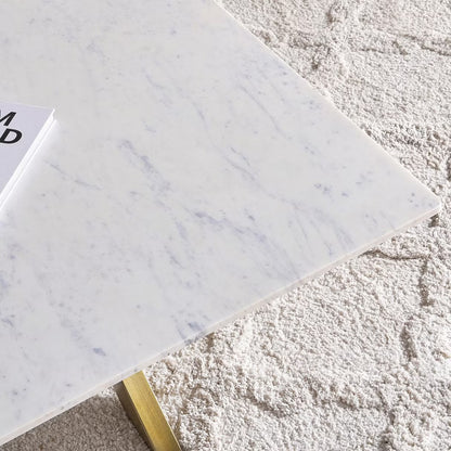 Roe coffee table marble - white & antique brass