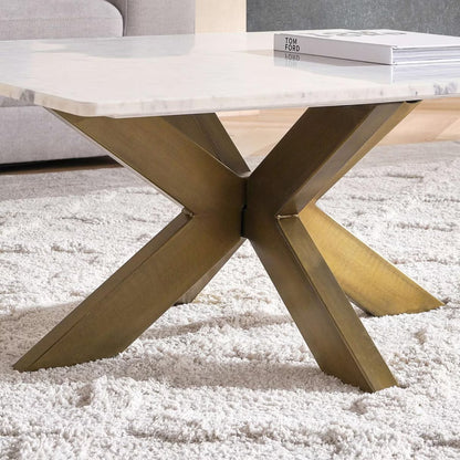 Roe coffee table marble - white & antique brass