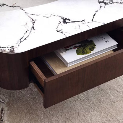 Zigo coffee table set of 3 marble - White dark grey