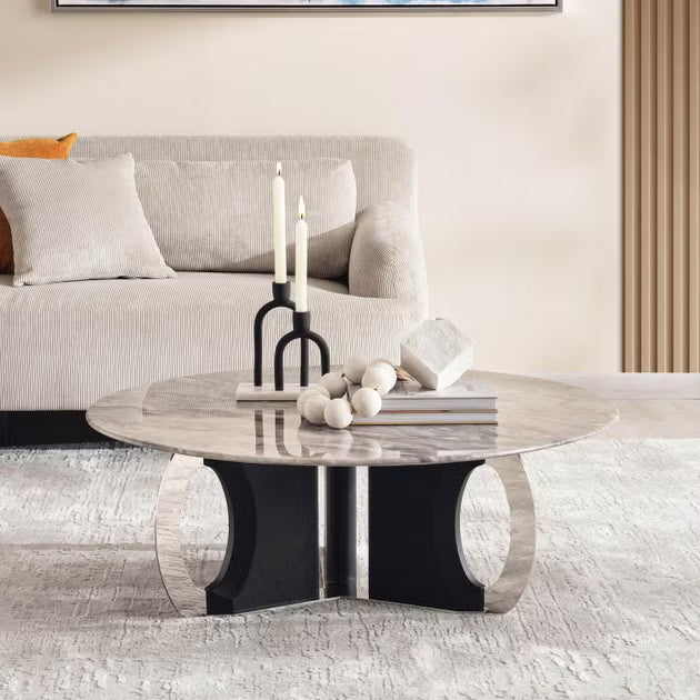 Alton coffee table marble - silver black