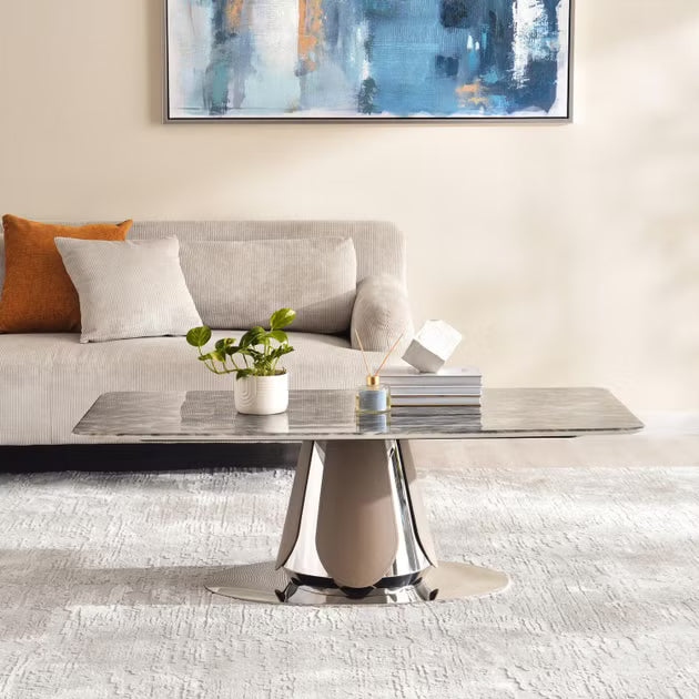 طاولة قهوة مولين - فضي بيج 