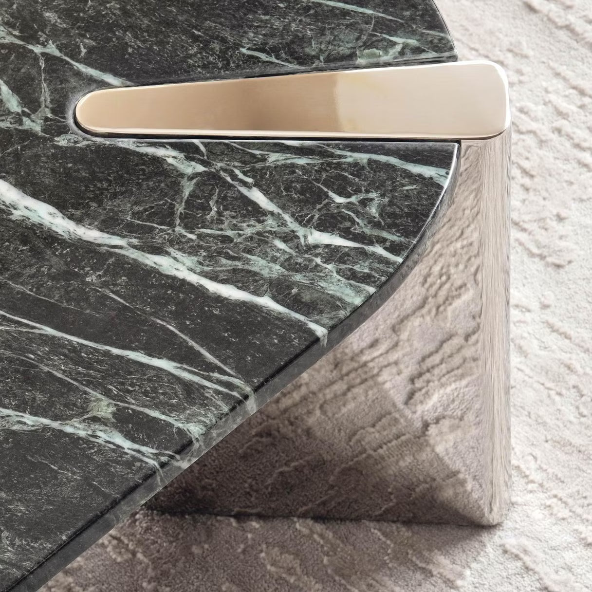 طاولة قهوة أيسر رخامية - فضية خضراء 