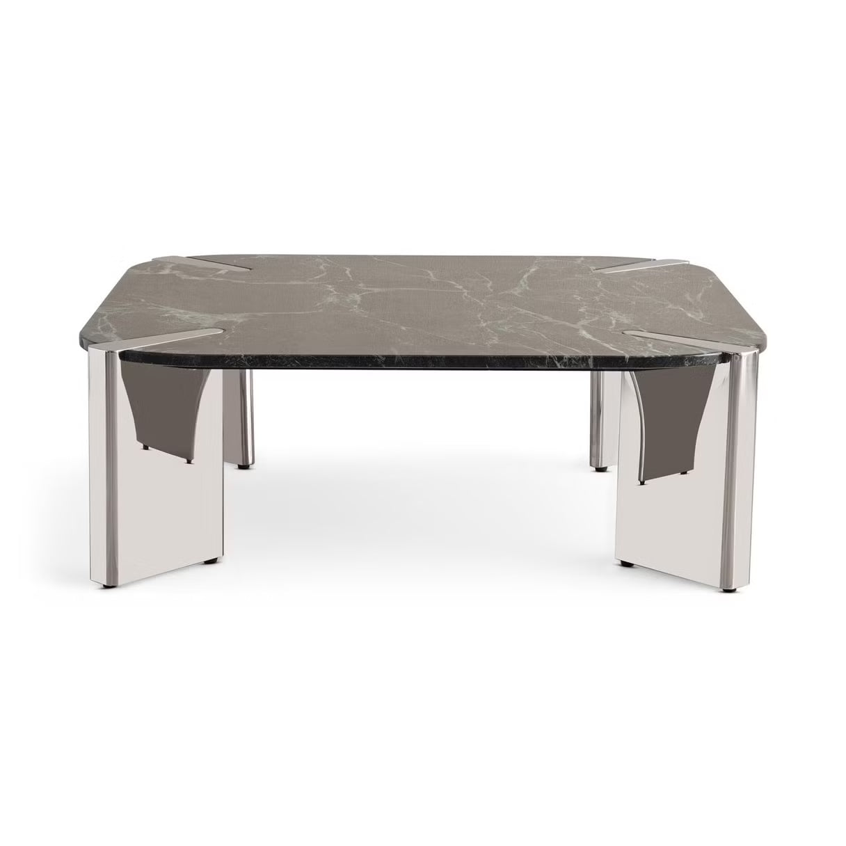 طاولة قهوة أيسر رخامية - فضية خضراء 