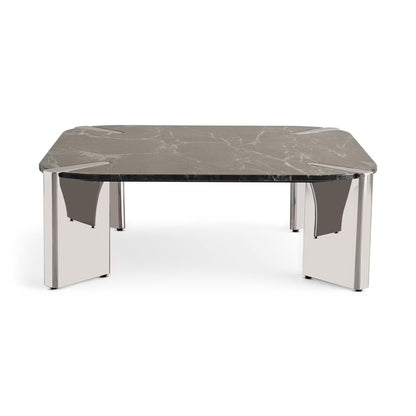 طاولة قهوة أيسر رخامية - فضية خضراء 