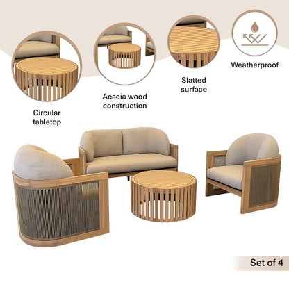 Lariz outdoor sofa set 2+1+1+coffee table - light grey