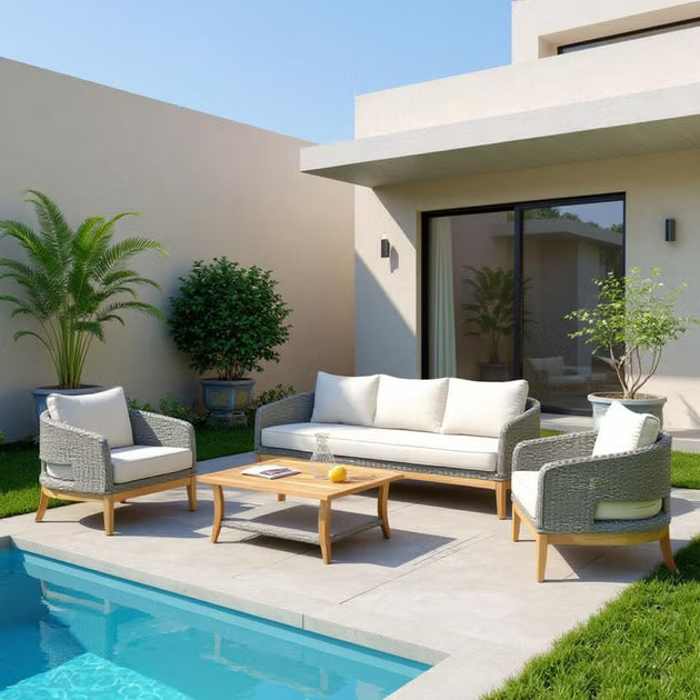 Ram outdoor sofa set 3+1+1+coffee table - beige