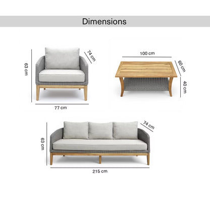 Ram outdoor sofa set 3+1+1+coffee table - beige